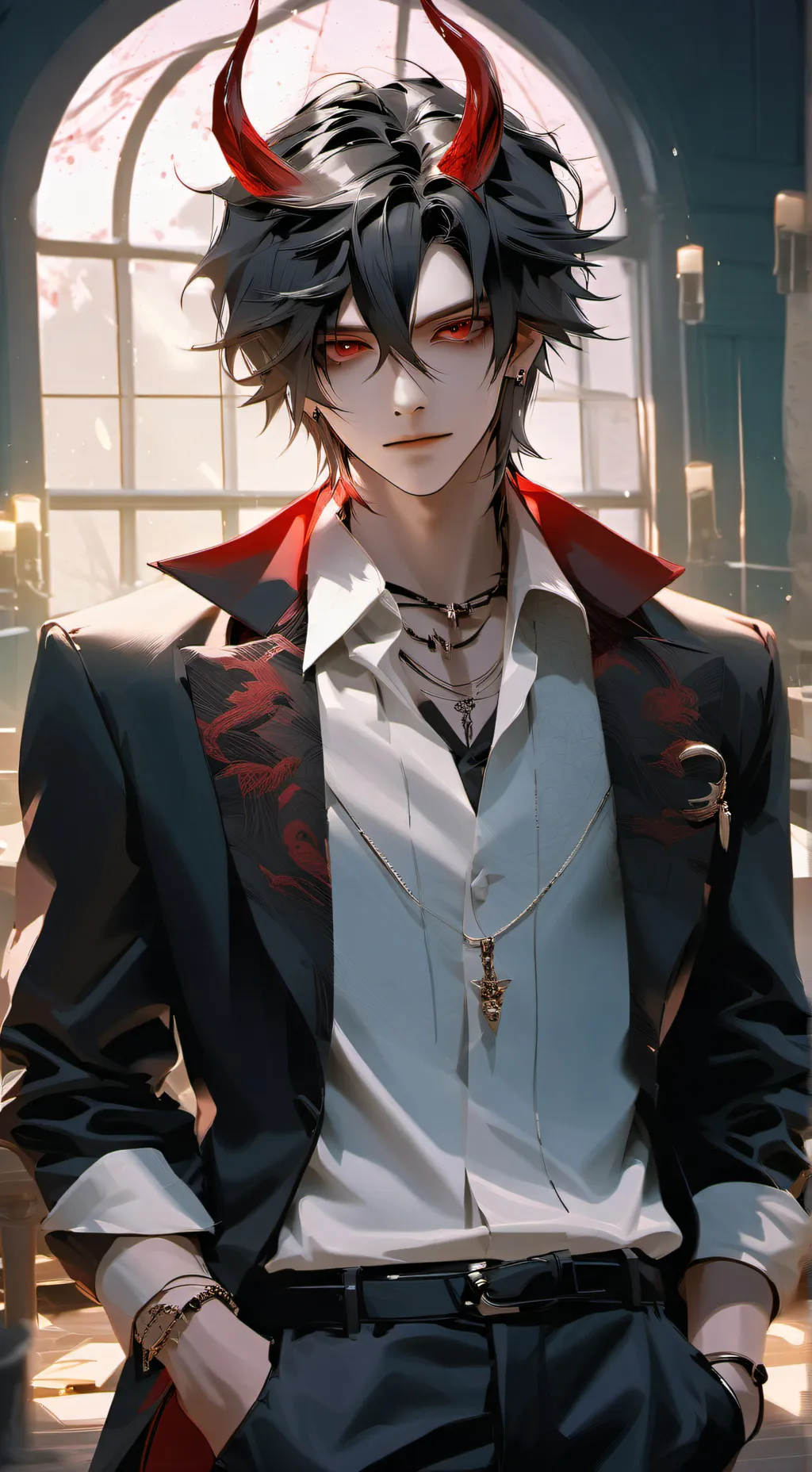 ai character: Lucifer(demon prin background