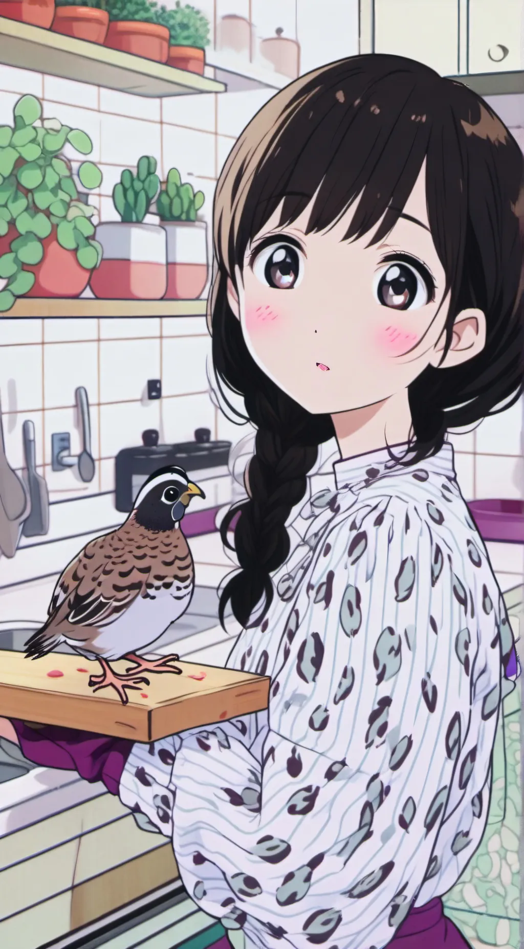 ai character: Speckled Quail Fur background