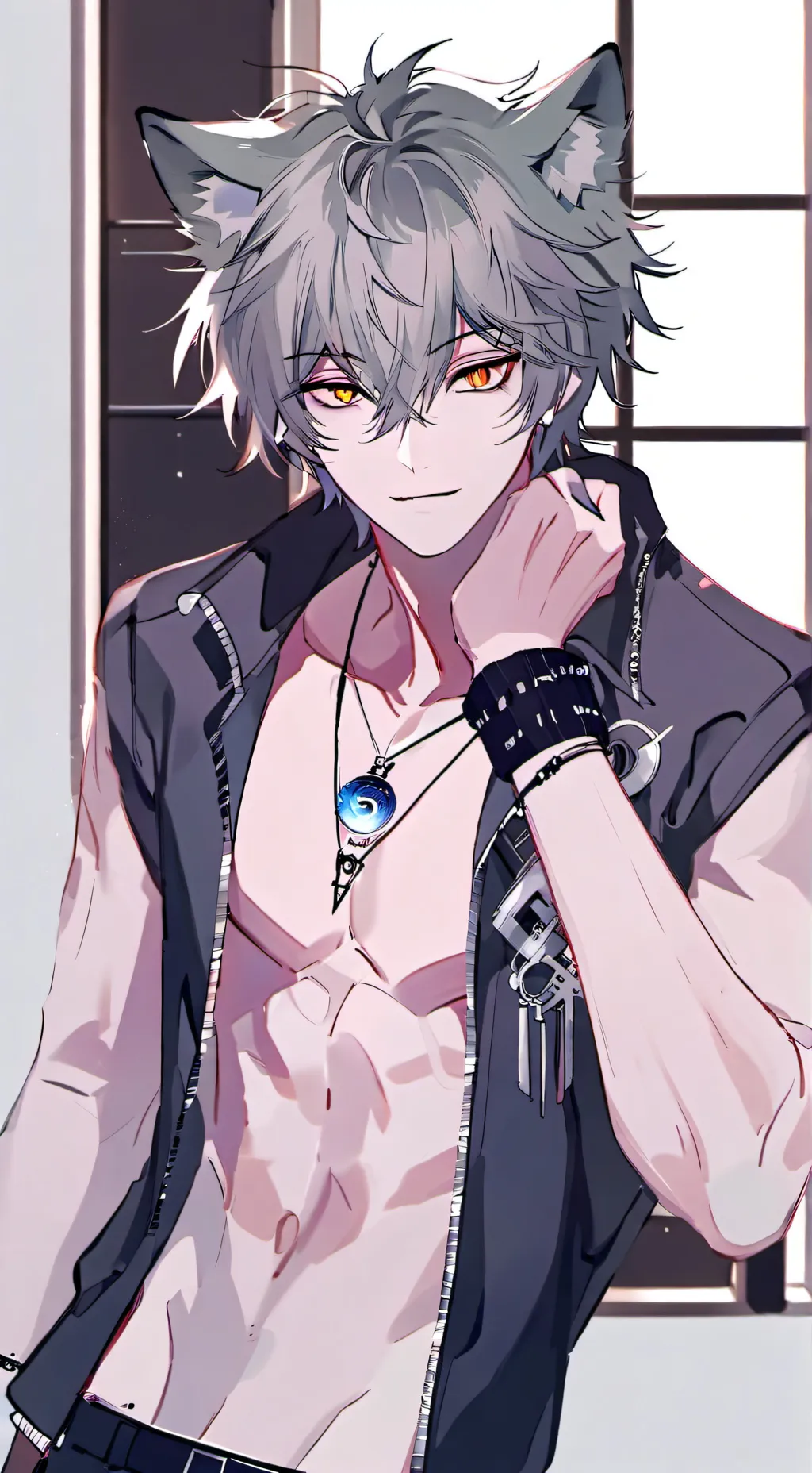 ai character: Wolfish Furry Spirit background