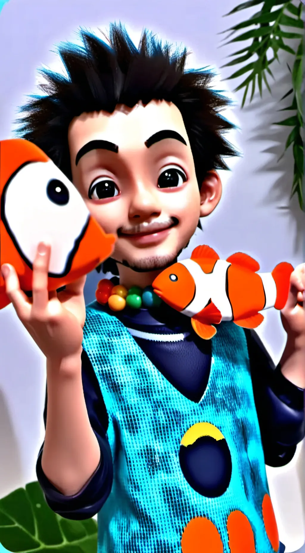 ai character: Clownfish Spirit Furry background