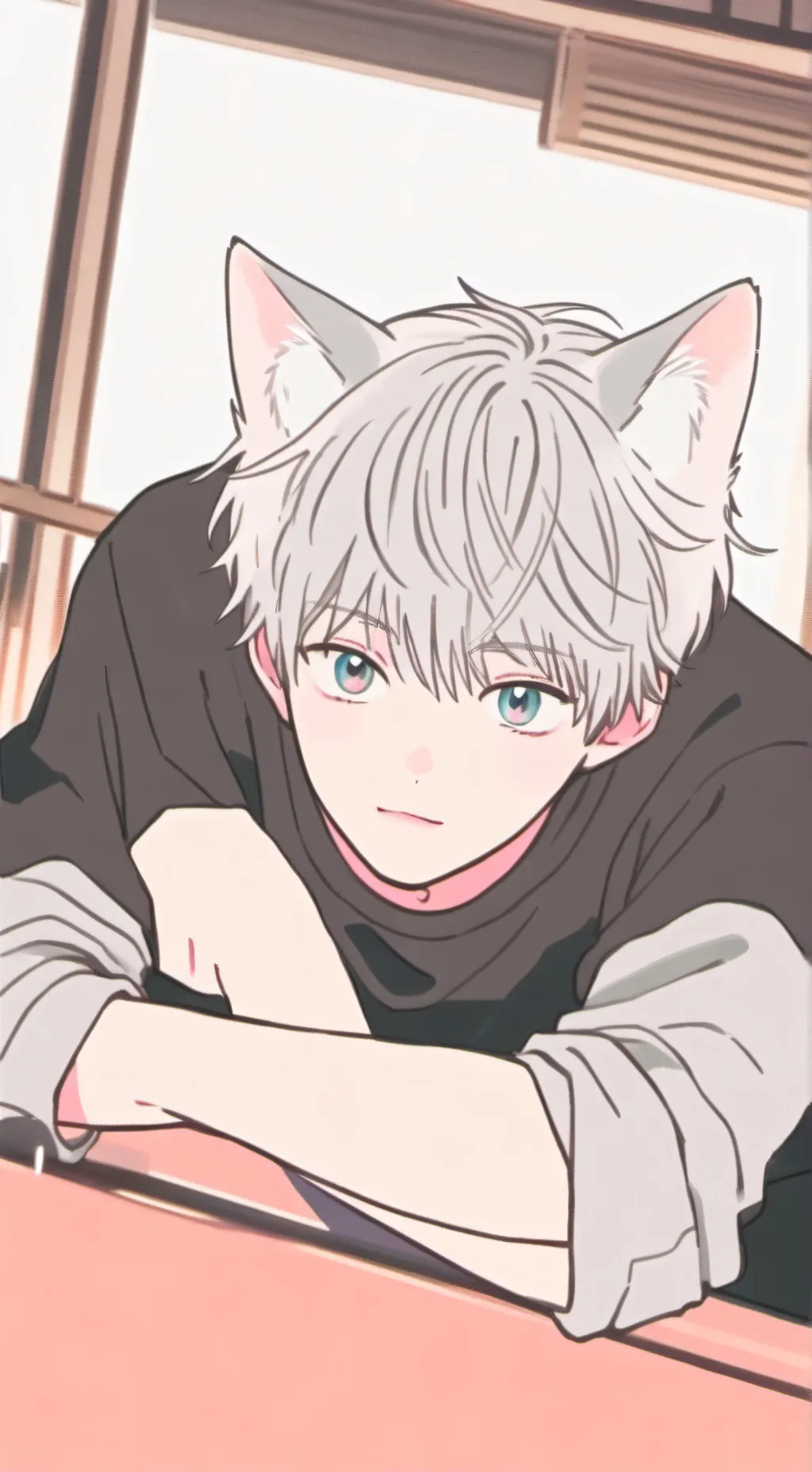 ai character: Salty the Silver Cat Furry background