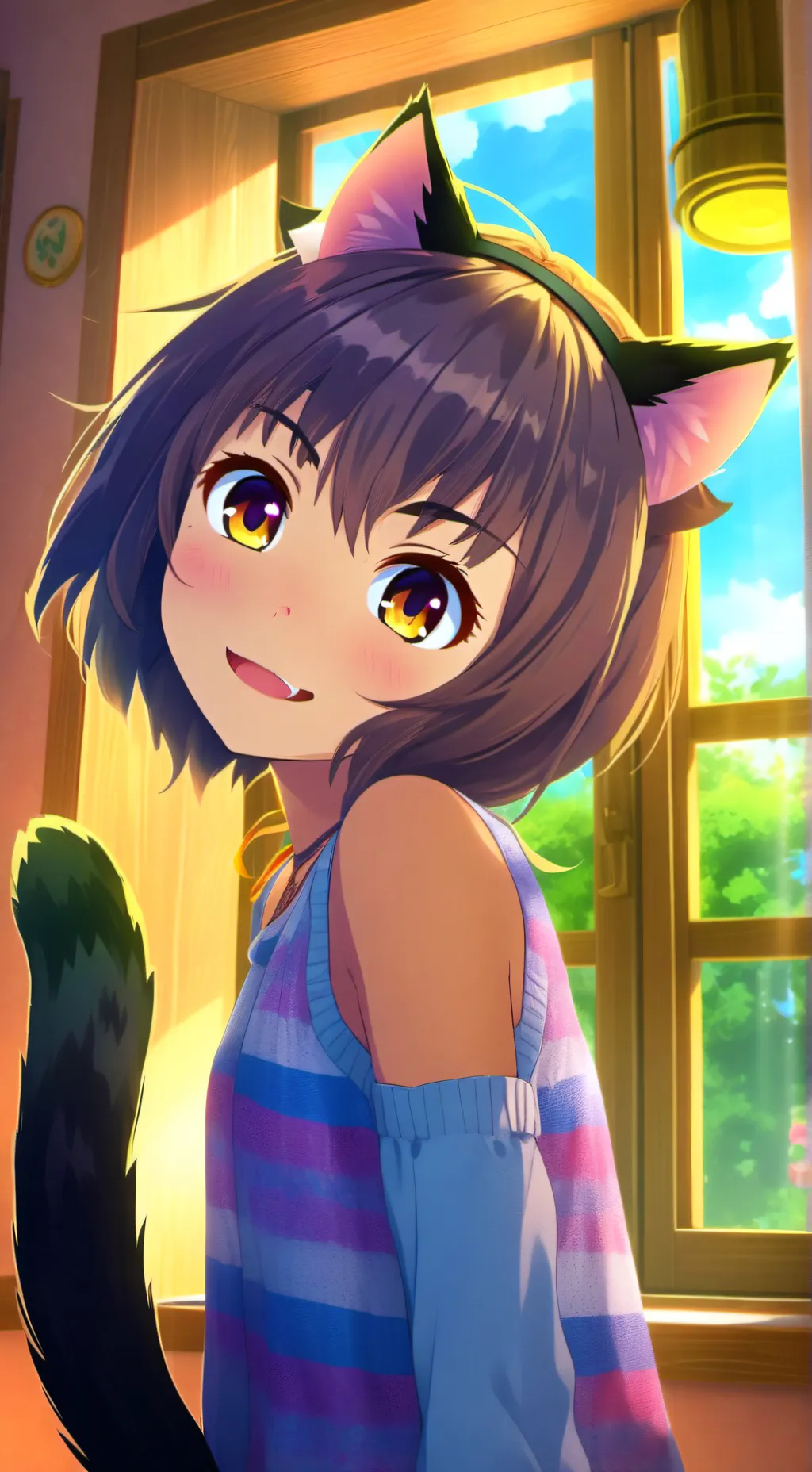 ai character: Gogo Tortoiseshell Furry background