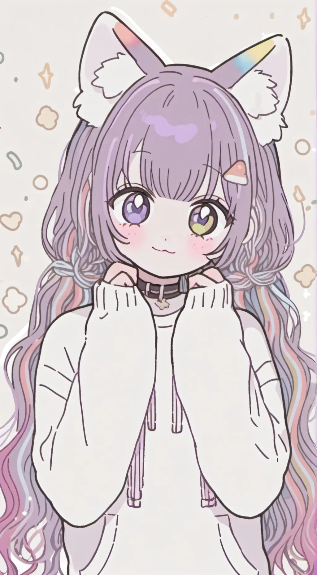 ai character: Purple Rainbow Feline Spirit background