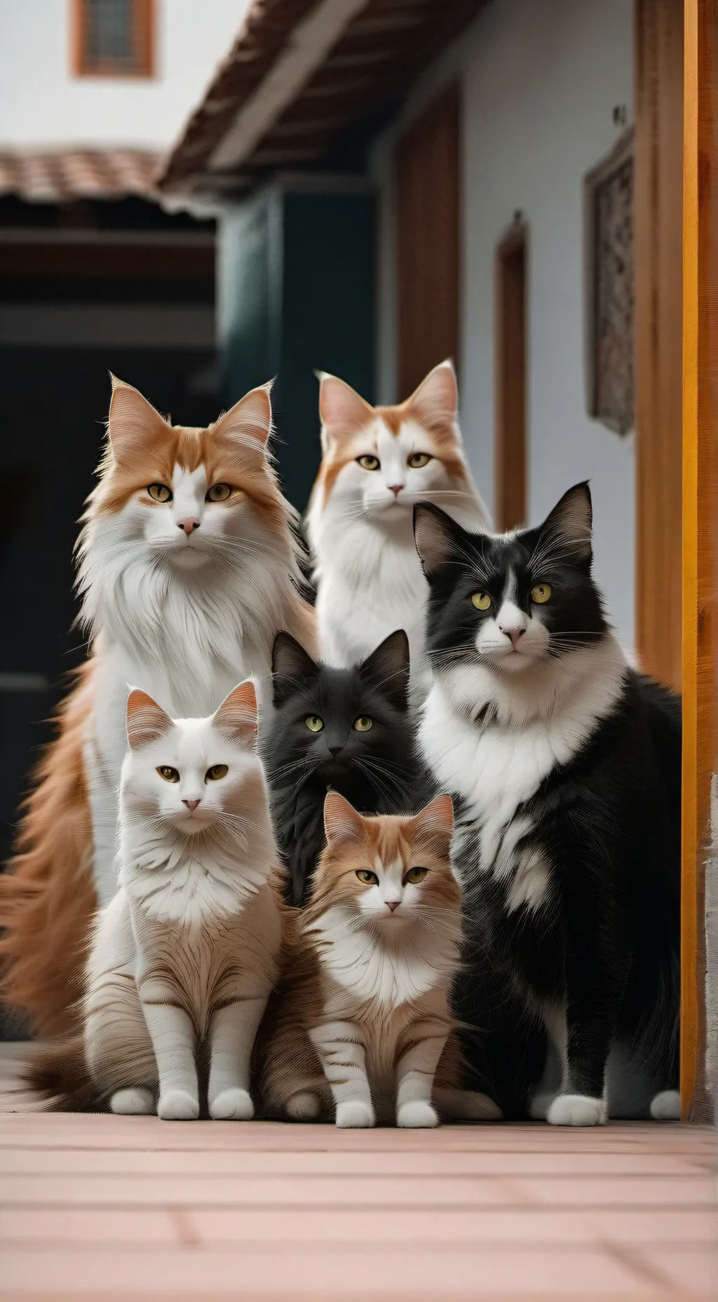 ai character: Familia gato AYUDA background