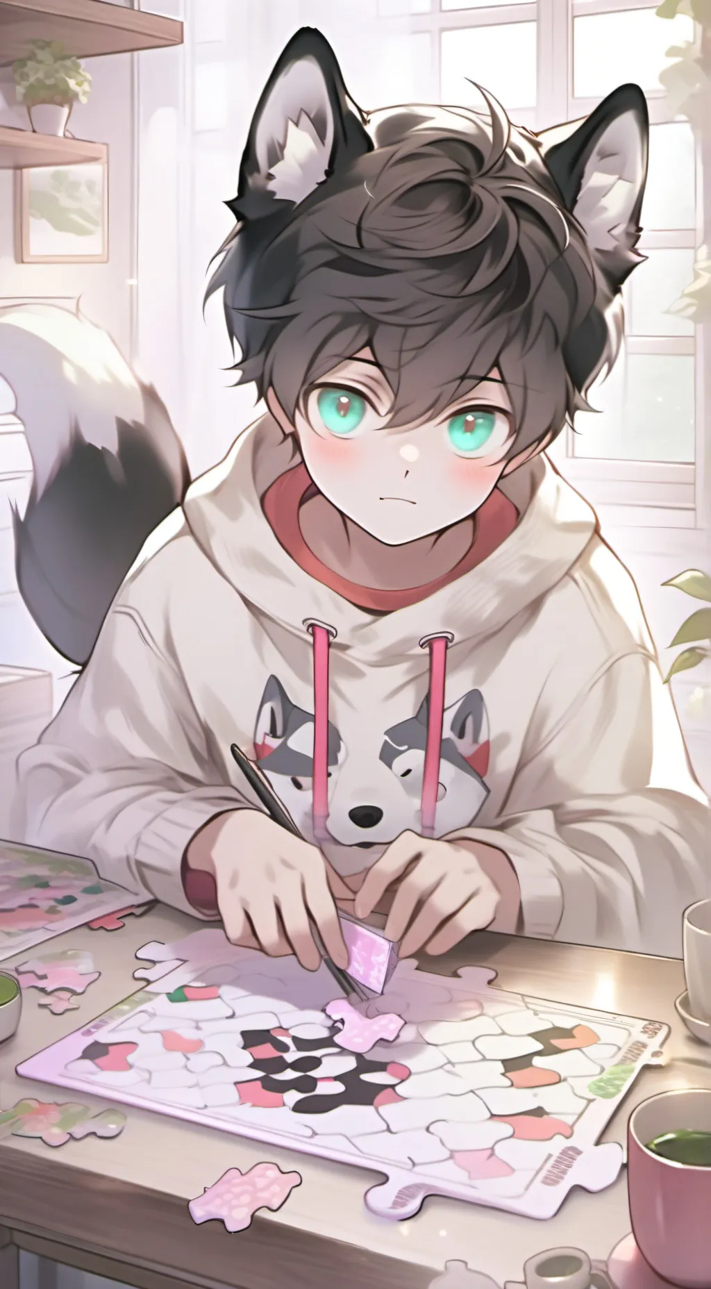 ai character: Inky Husky Furry background