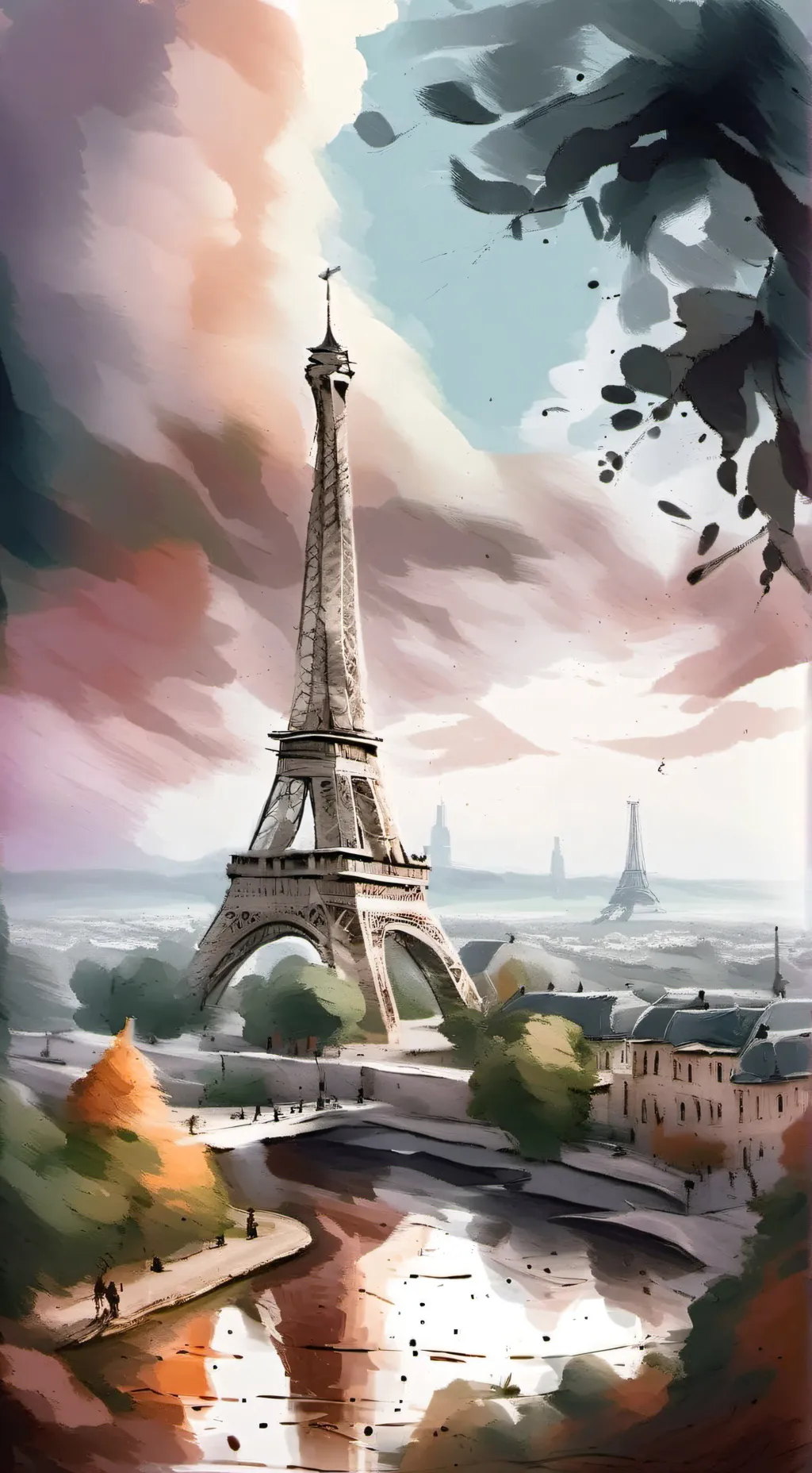 ai character: HH in Paris  background