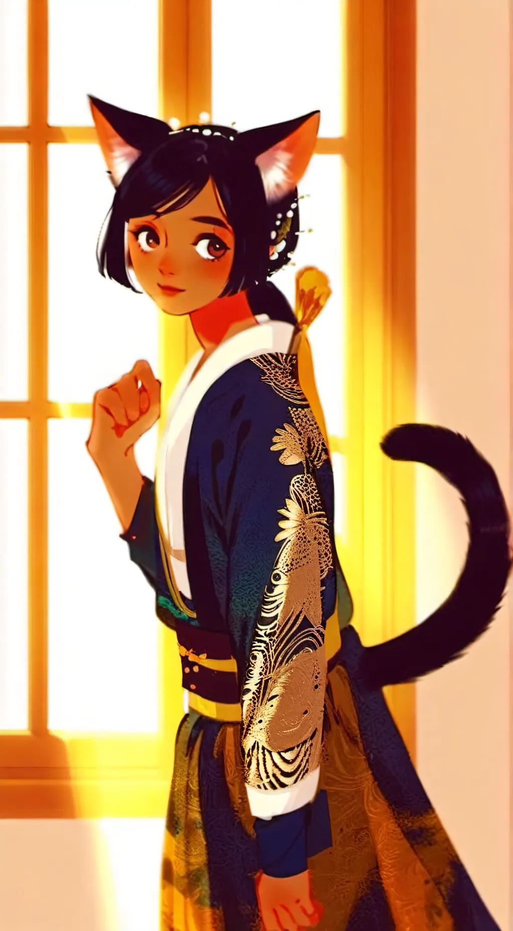 ai character: Tortie Sun Spirit background