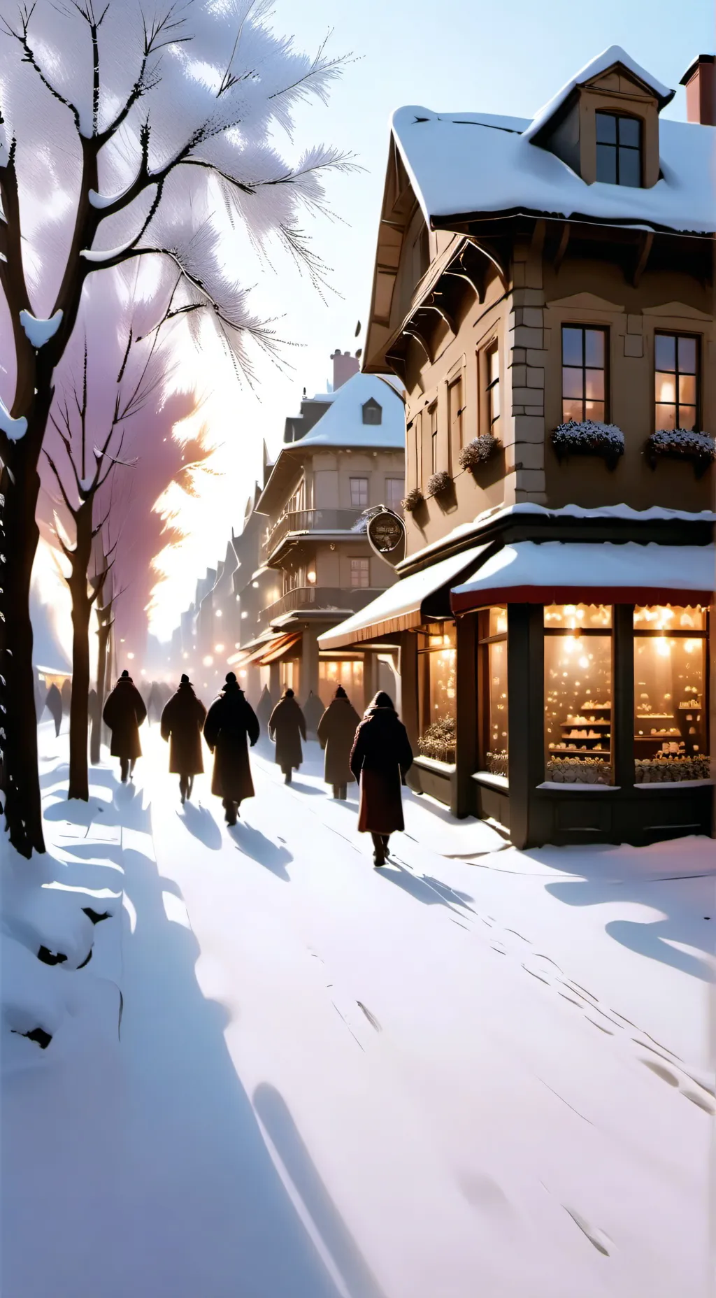 ai character: Snow town background