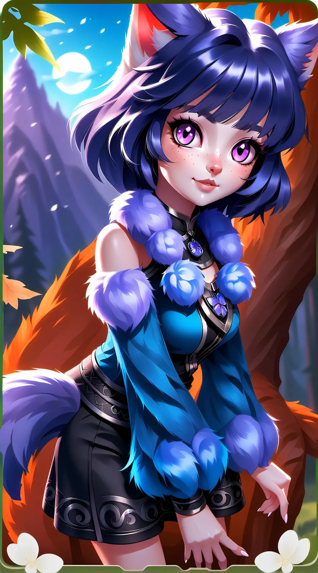 ai character: Purple Feline Companion background
