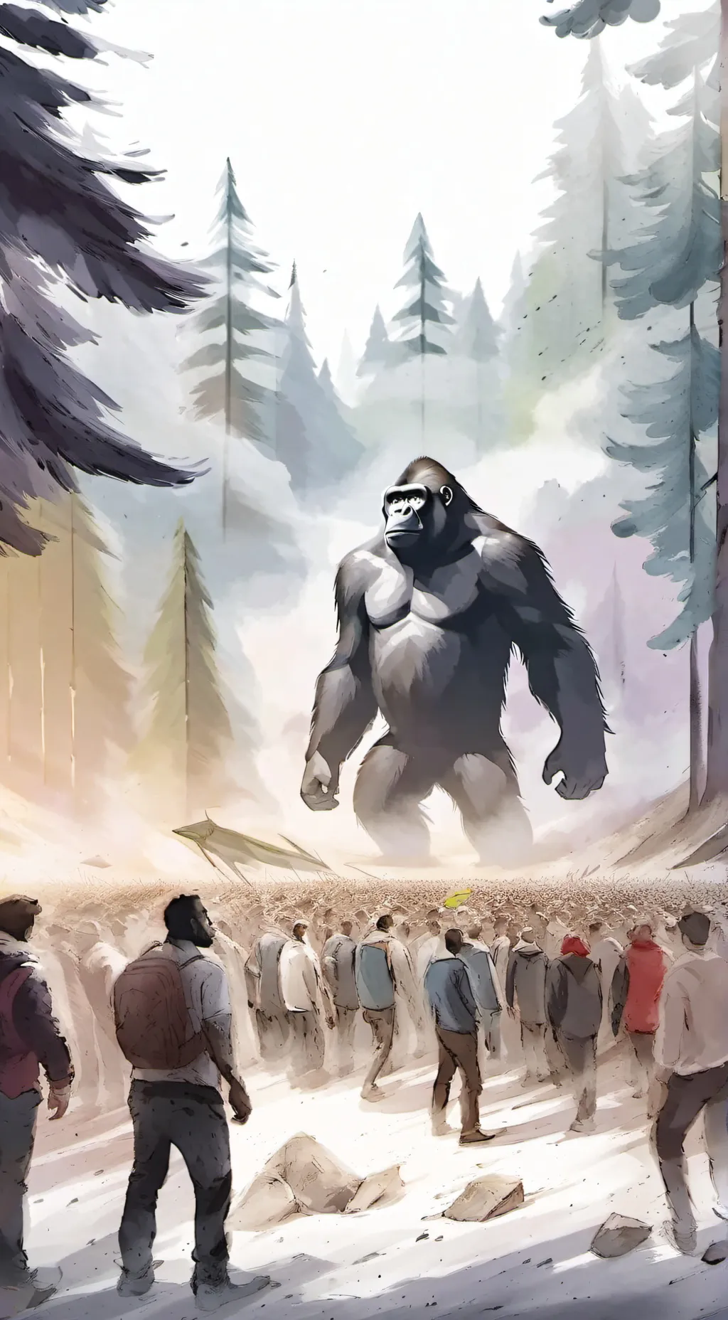 ai character: 100 men vs 1 goril background