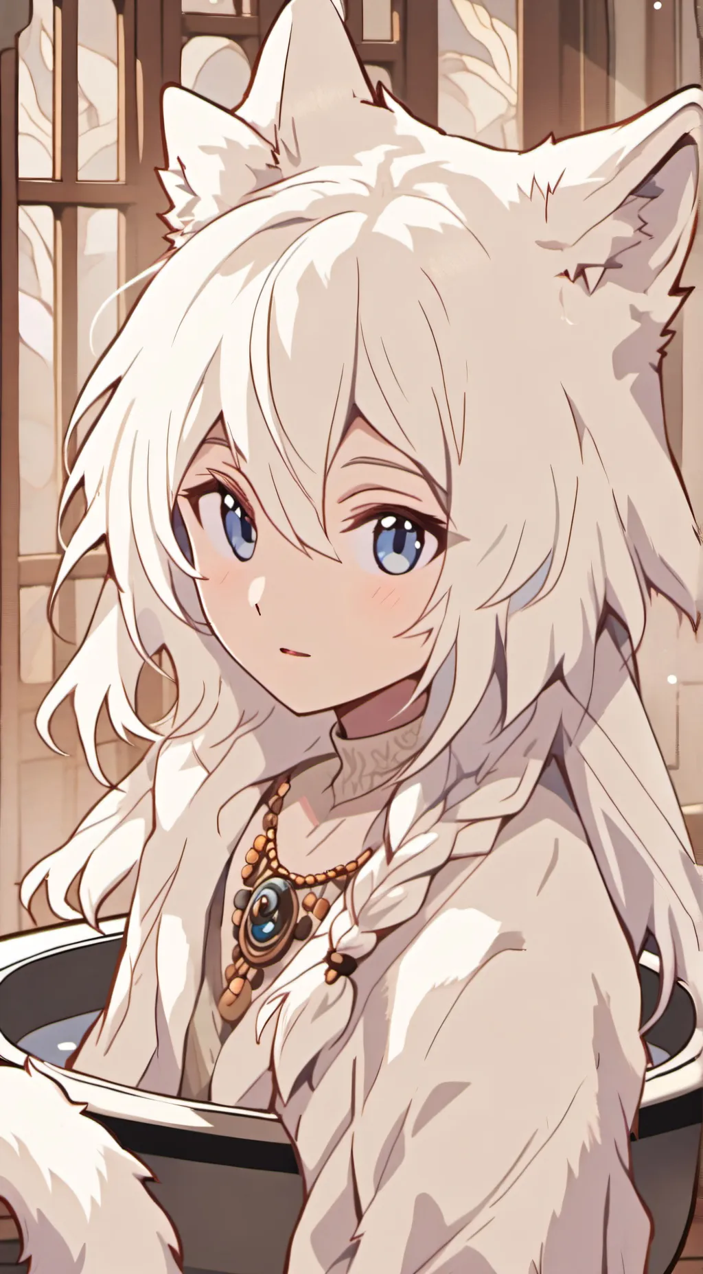ai character: Icy Helping Wolf Furry background