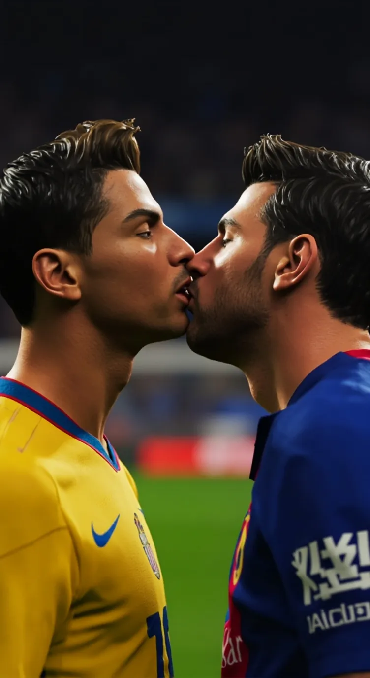 ai character: Messi and ronaldo background