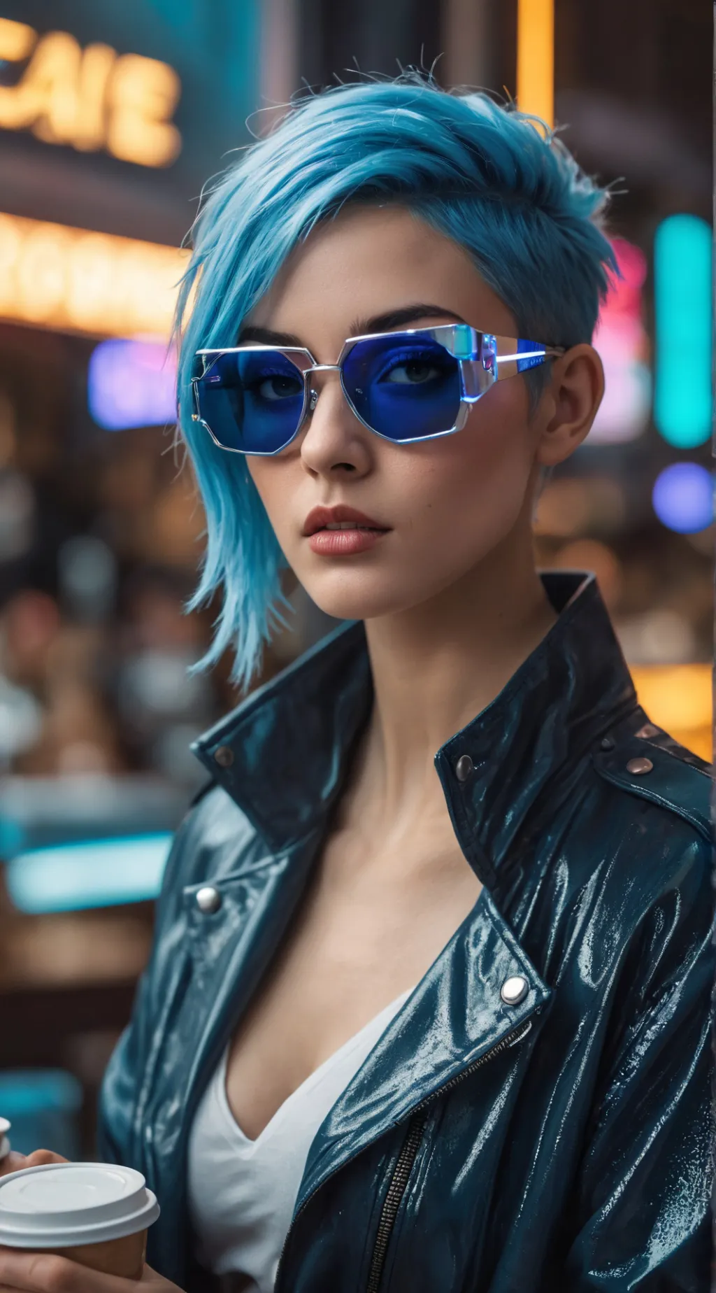 ai character: The Azure-Haired Enigma background