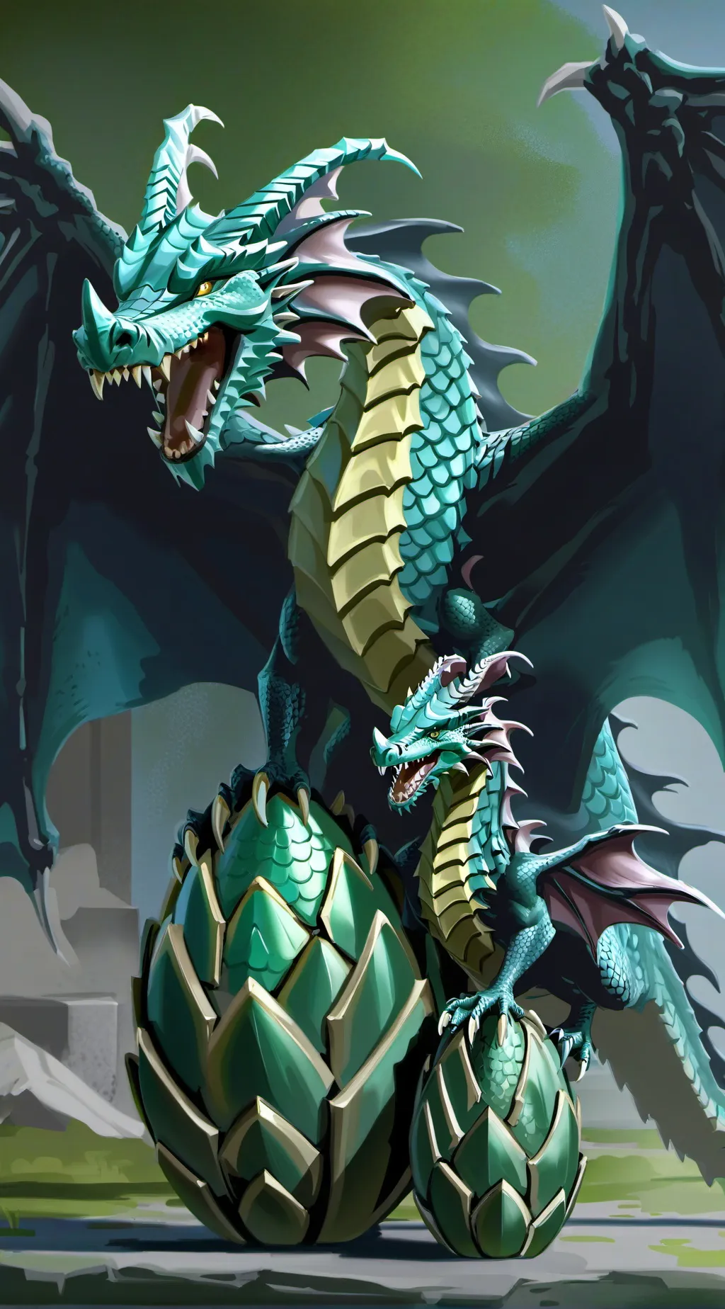 ai character: Mother dragon  background