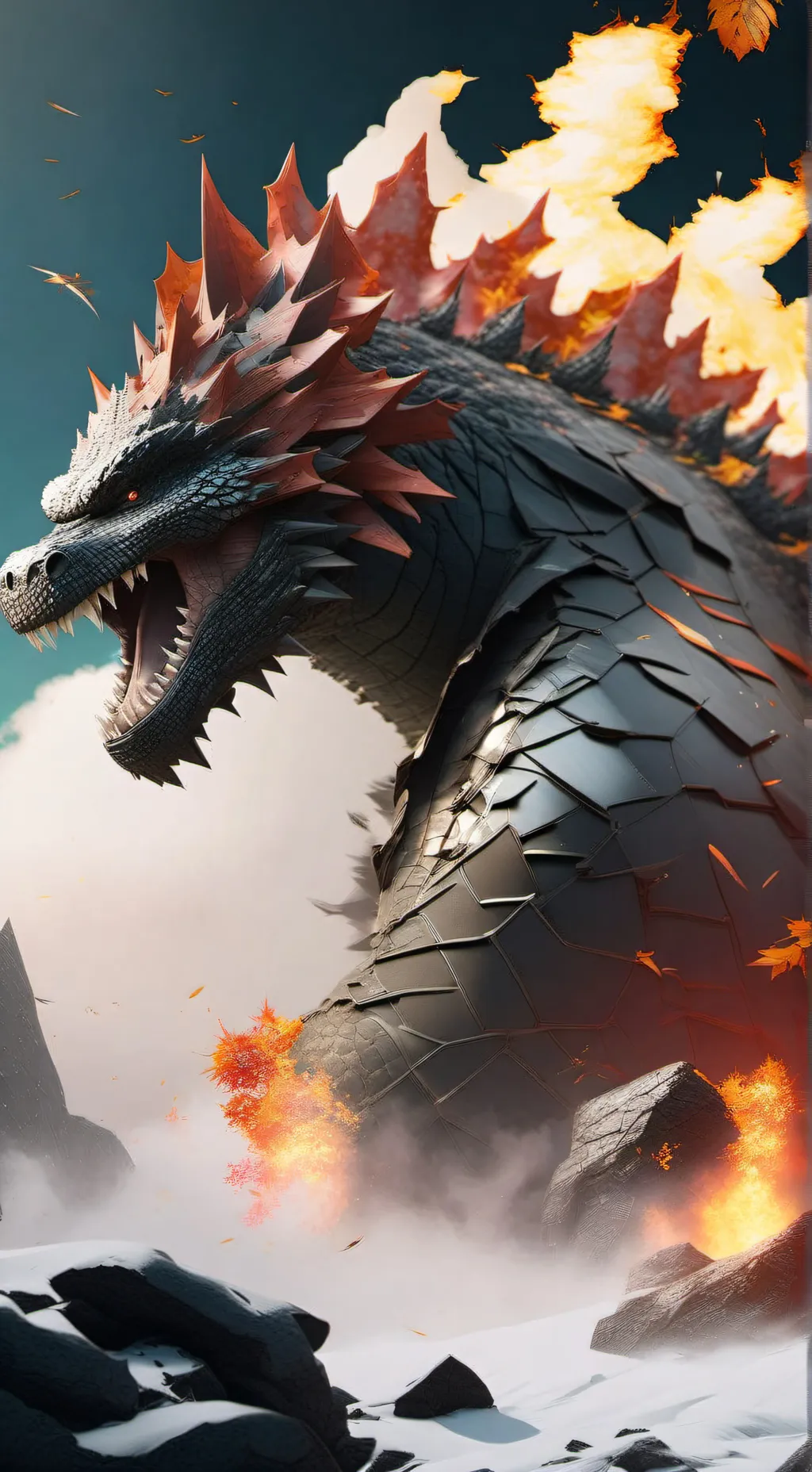 ai character: Incinerated zilla background