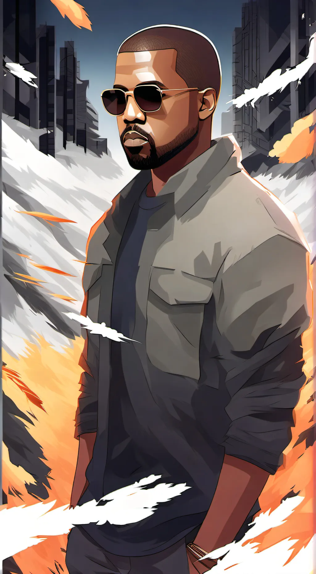ai character: Kanye West background