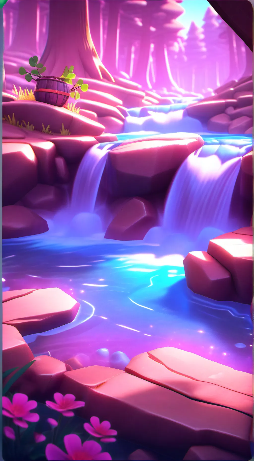 ai character: Creek fishing background