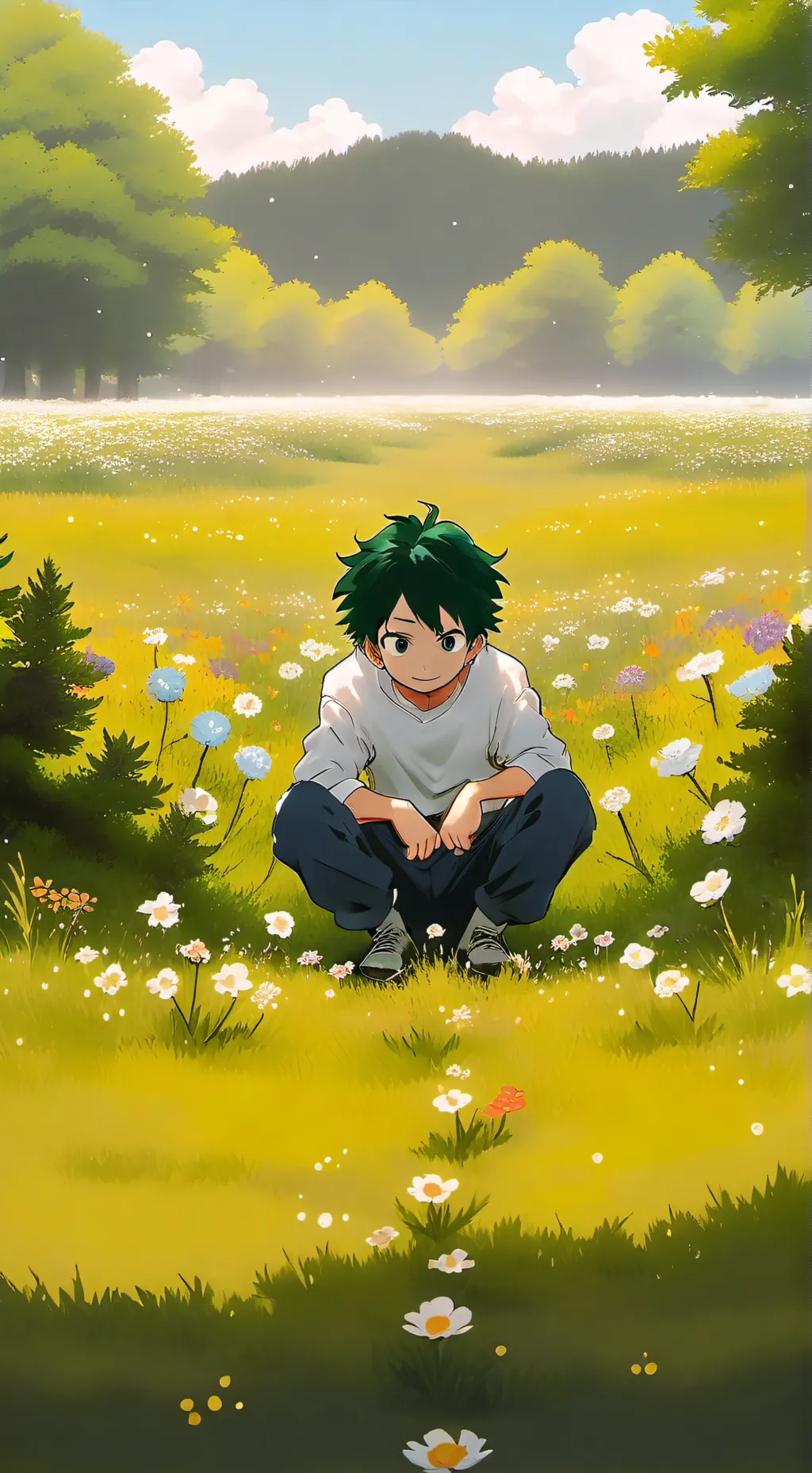 ai character: MHA at the park! background