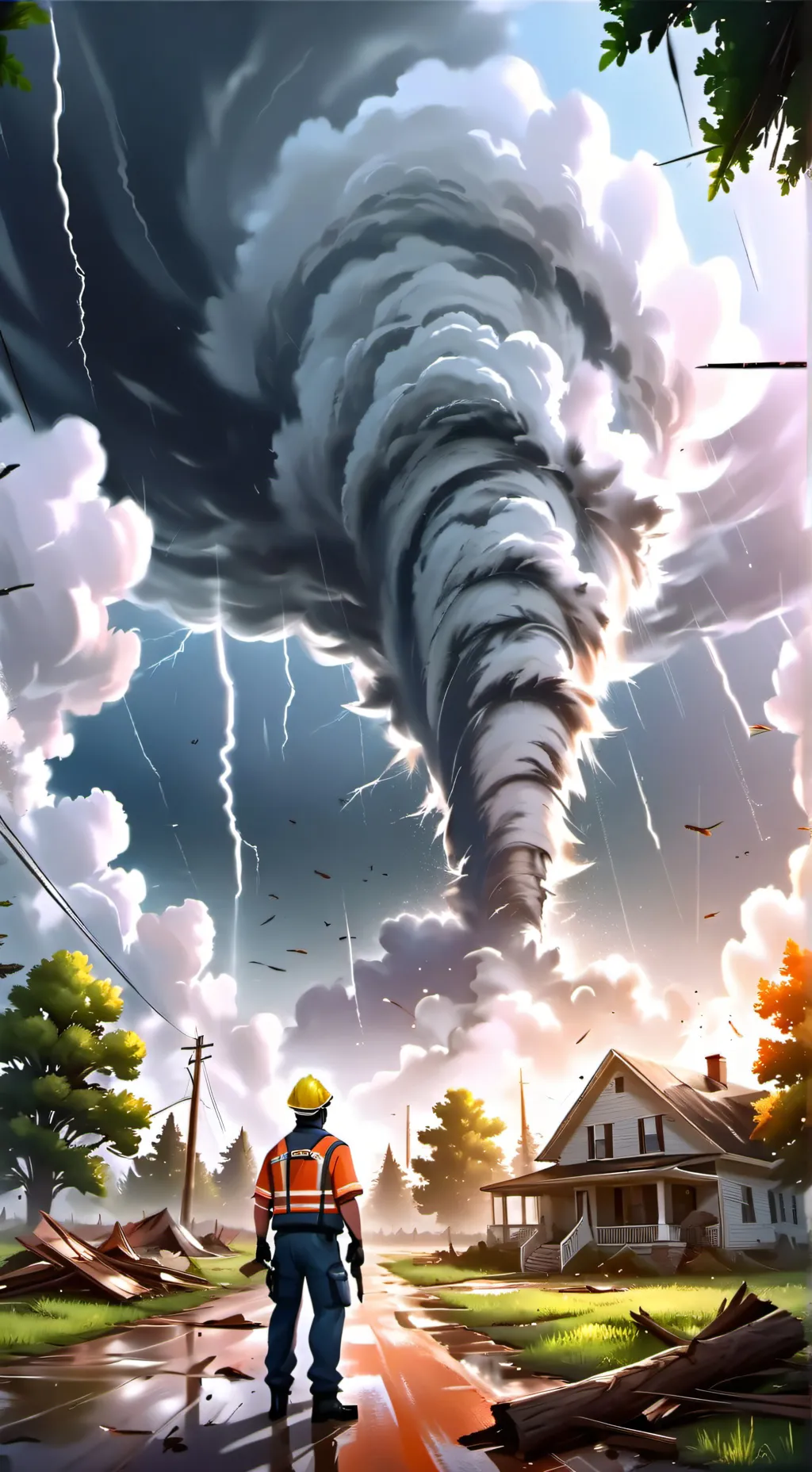 ai character: bacon girlnado background