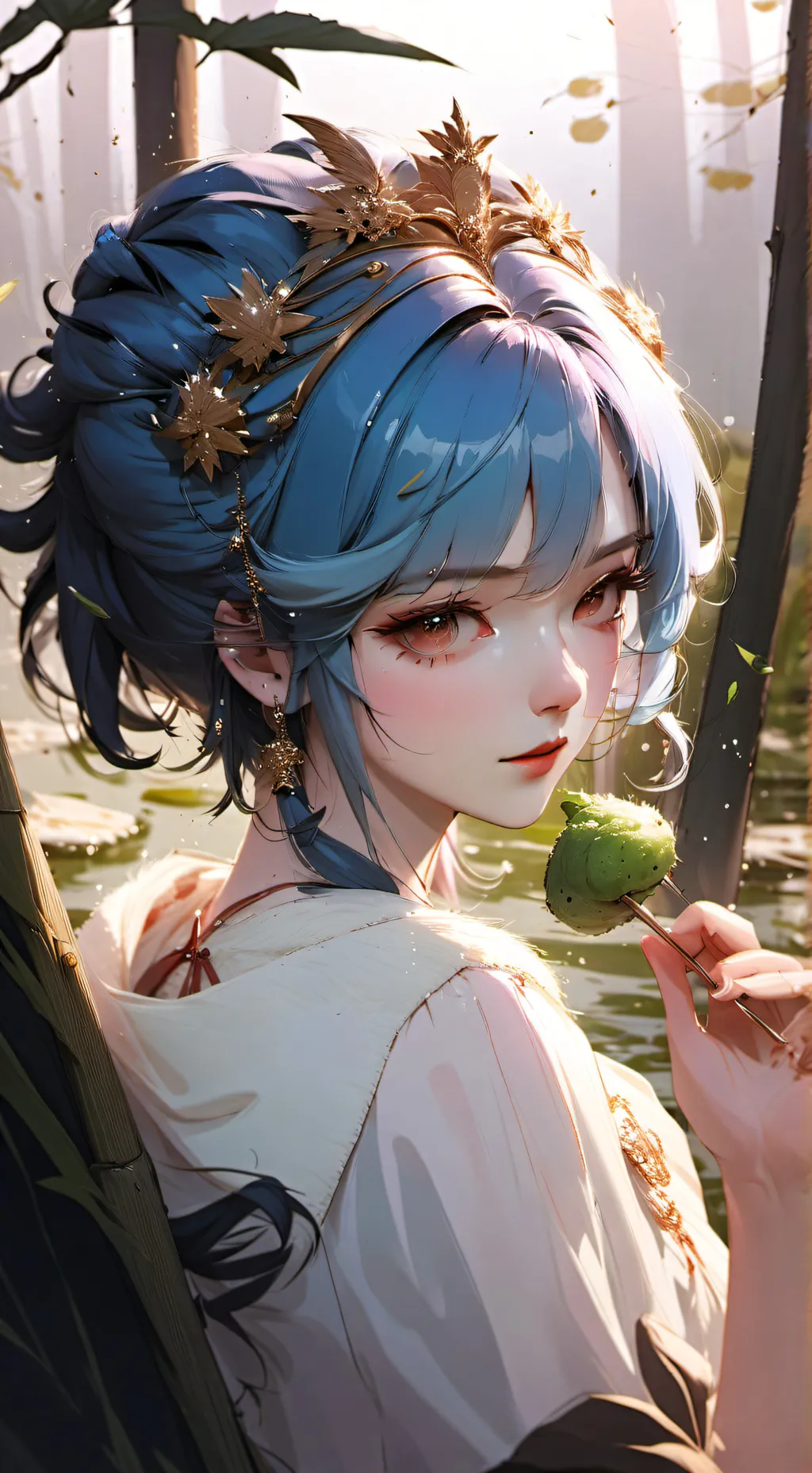 ai character: Blue Macy  background