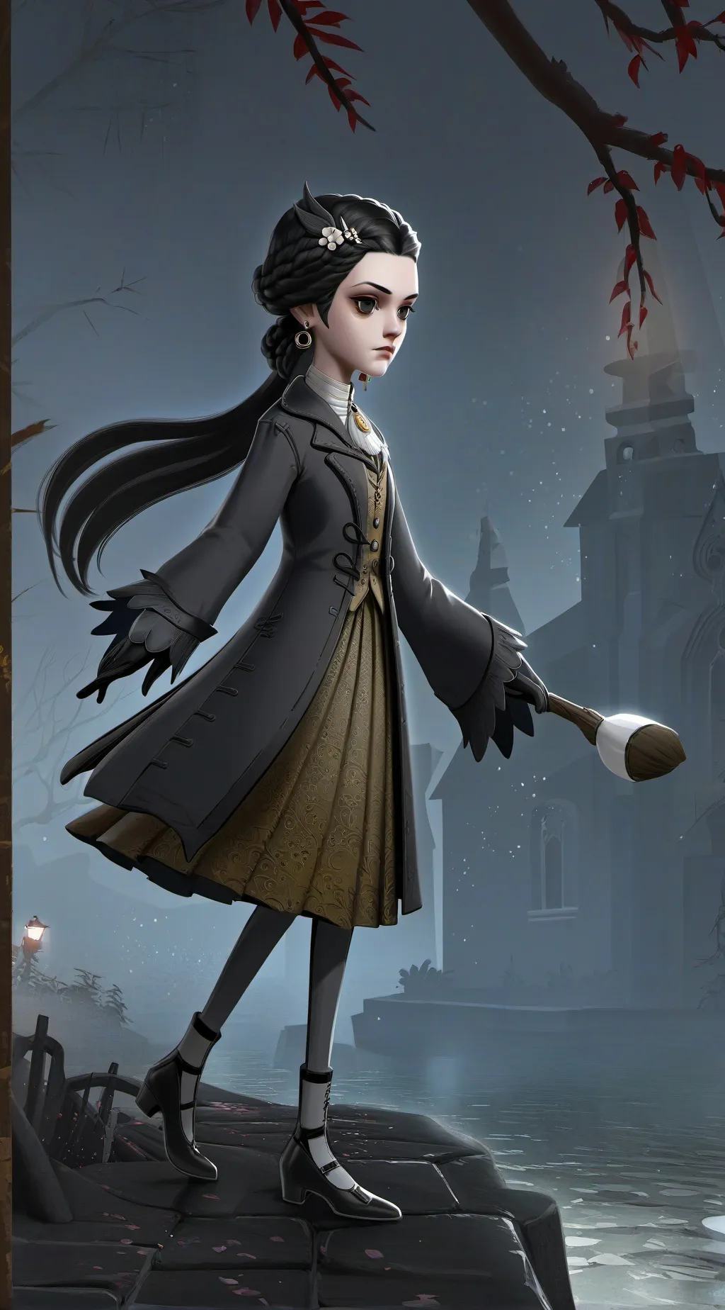 ai character: Girl with gnarpy  background