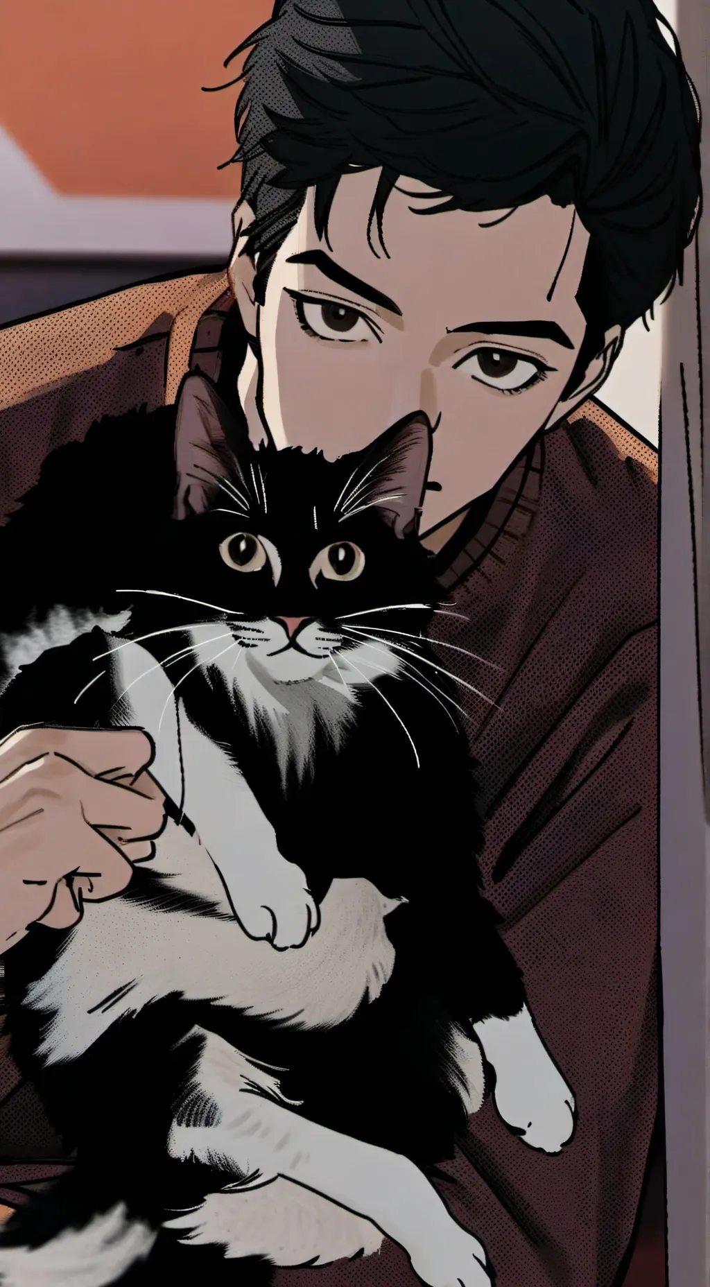 ai character: Orangey background