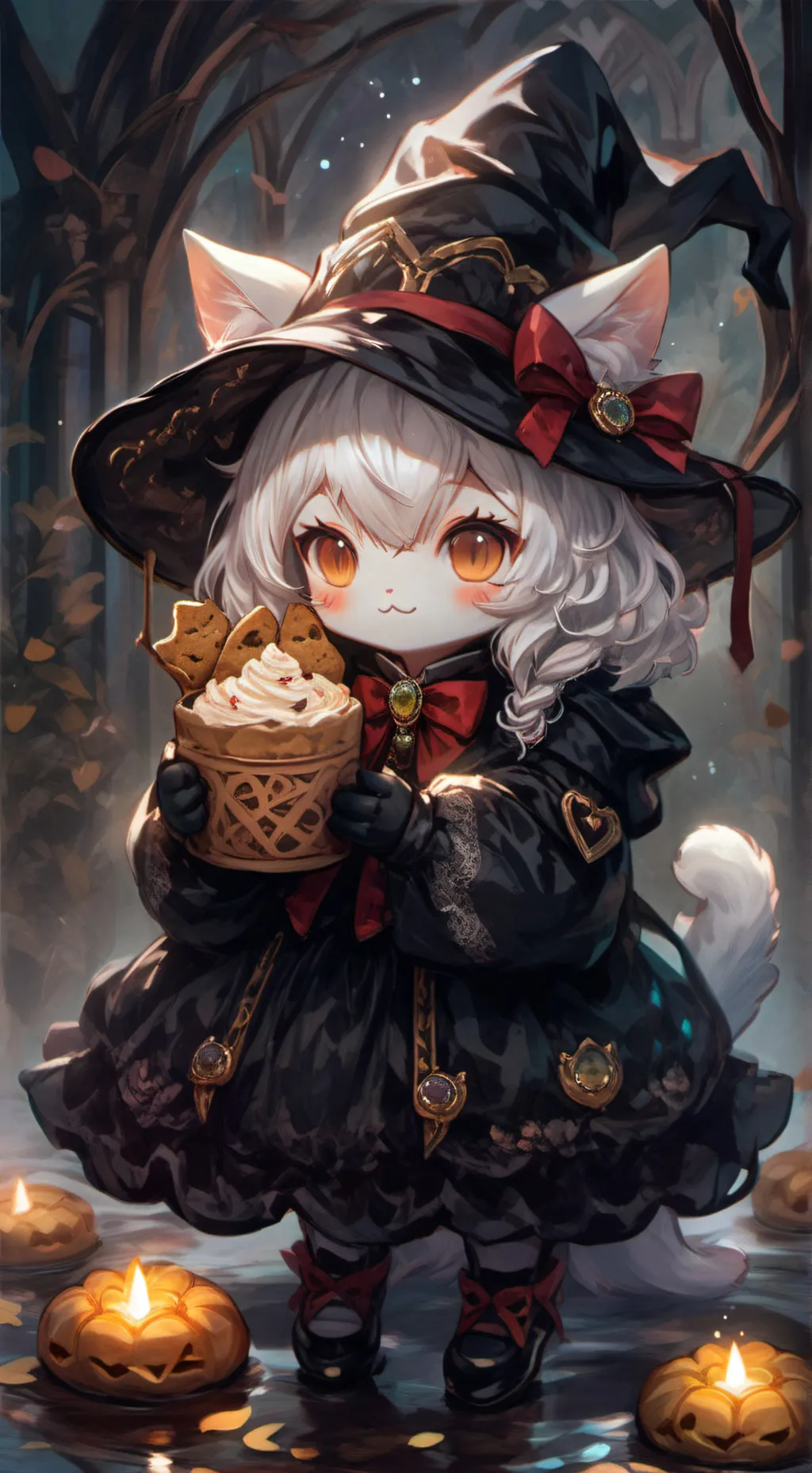 ai character: Witch cat cookie! background