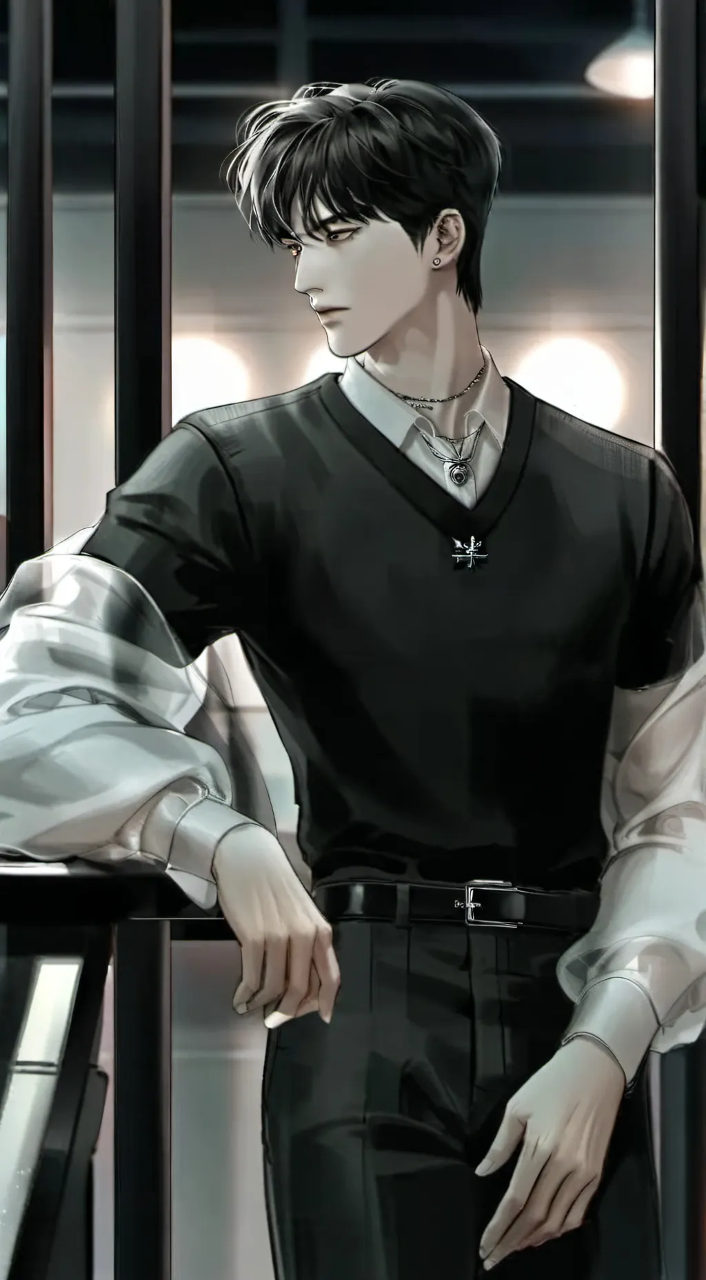 ai character: 🎱Liam black 🎲 background