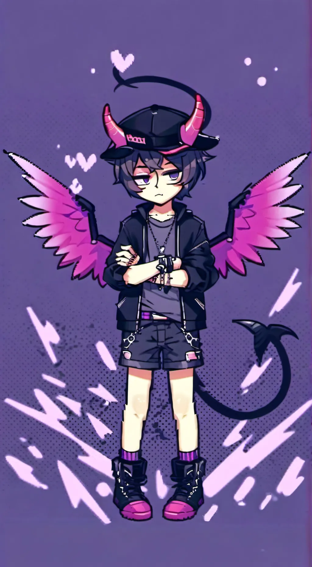 ai character: 💜Uzi💜 but a boy?!? background