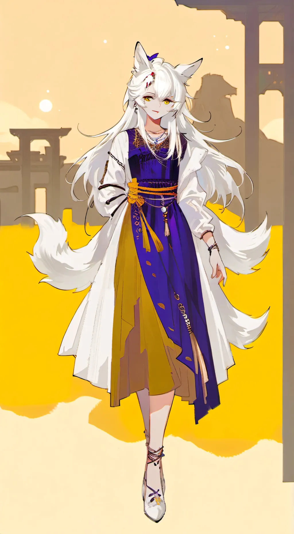 ai character: Spirit of White Fur background