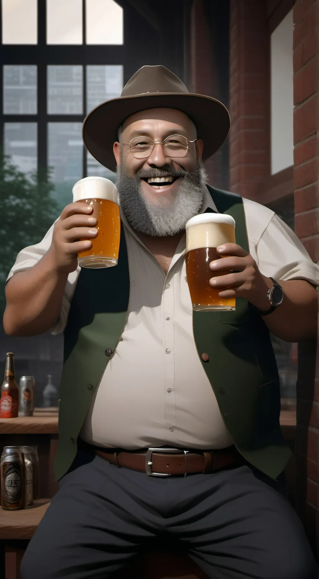 ai character: big beer belly background