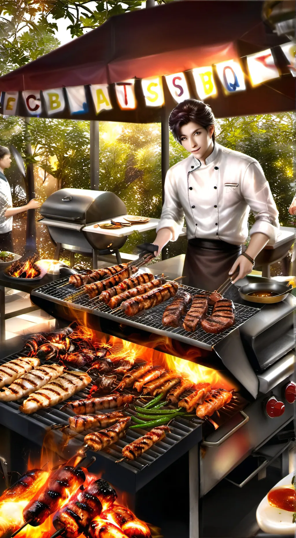 ai character: Grill Master Tycoon background