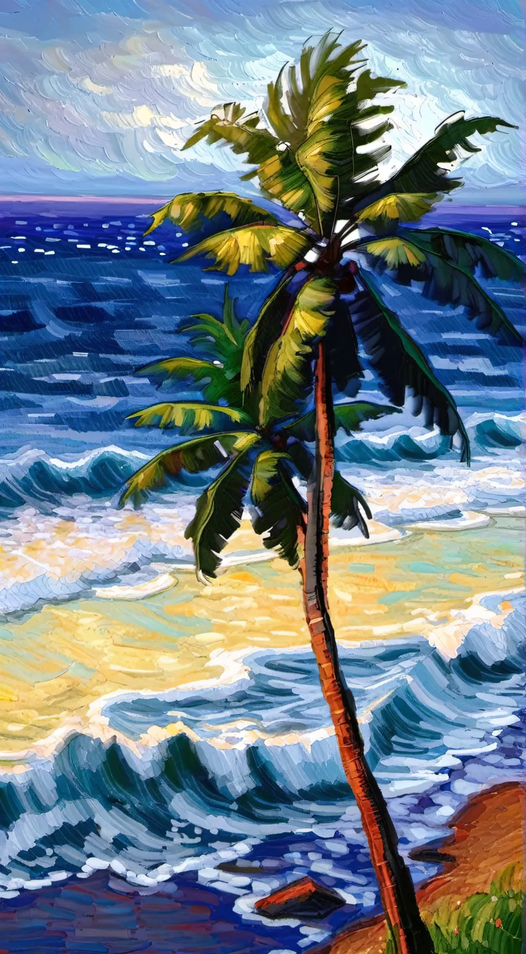 ai character: coconut tree  background