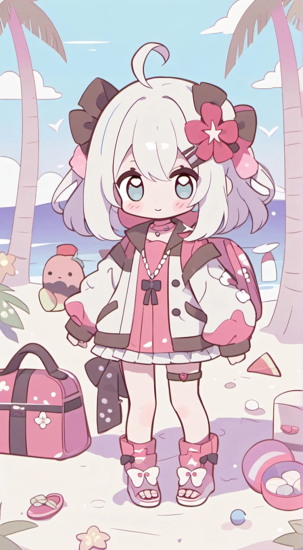 ai character: Mha beach background