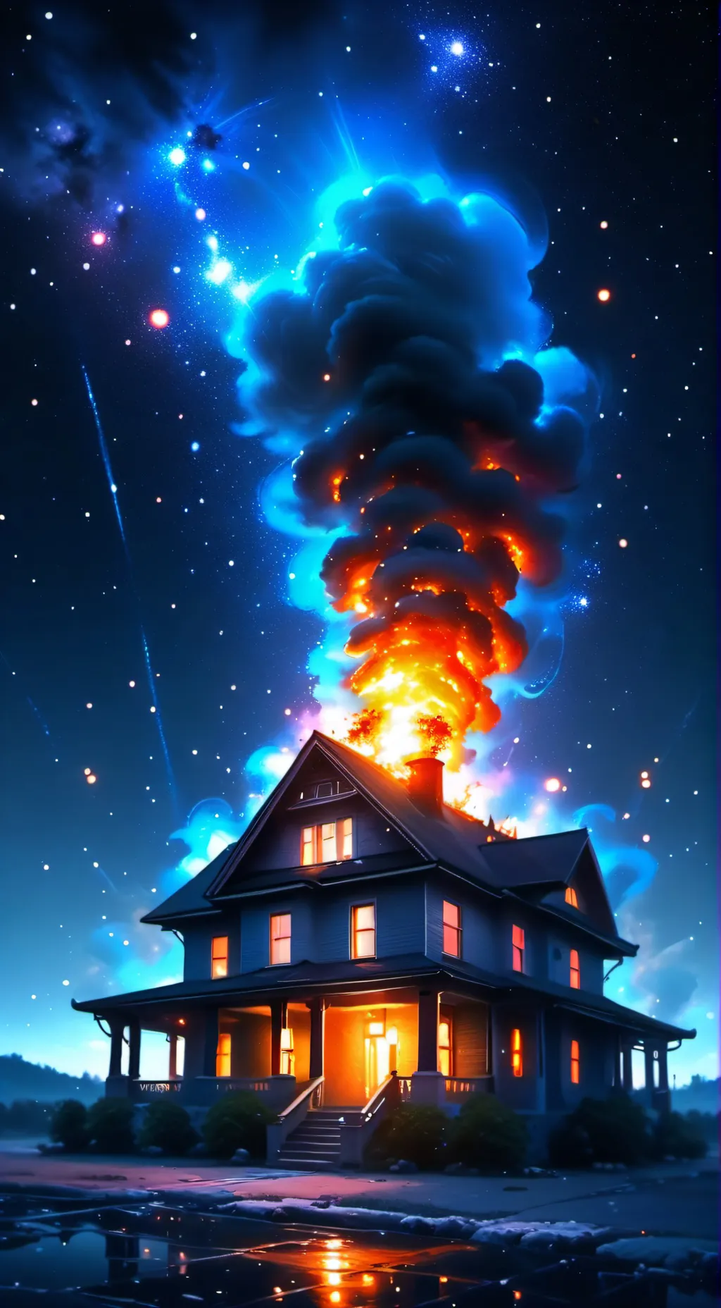 ai character: fire background