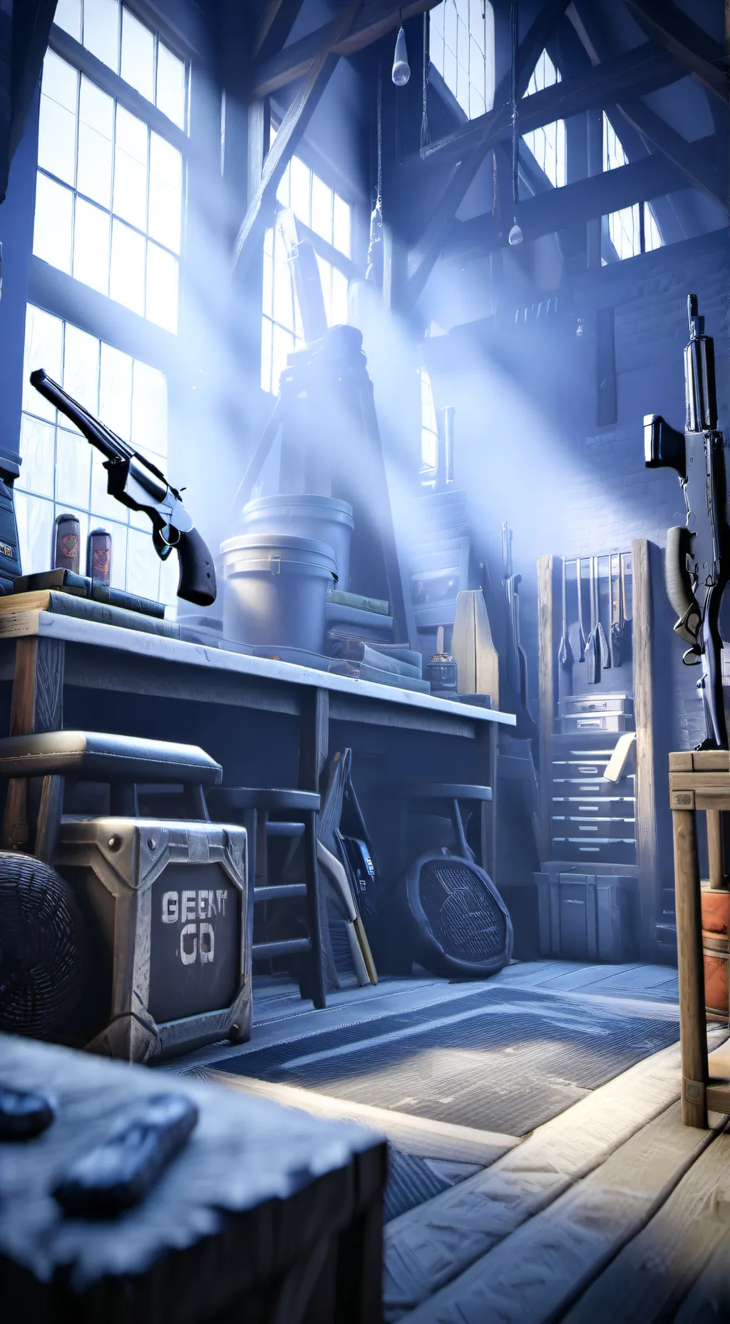 ai character: GUNS & MELEE SHOP background