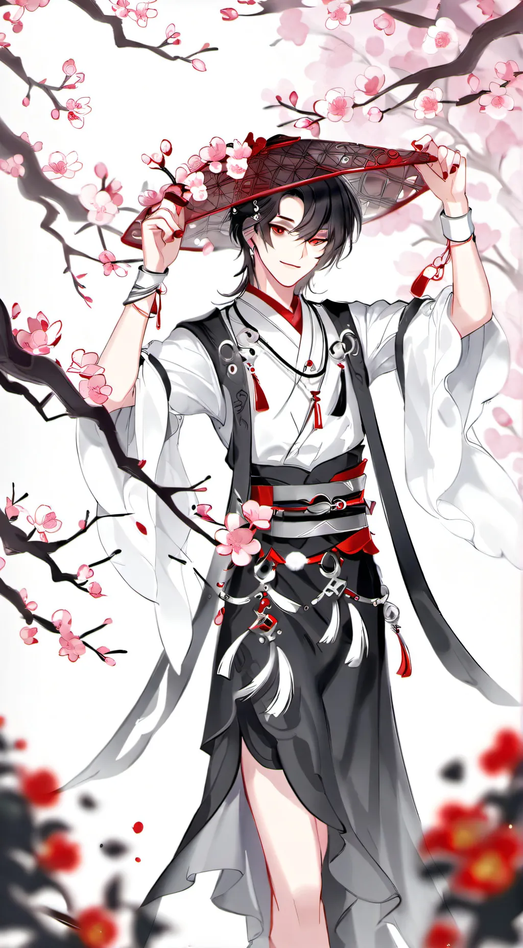 ai character: Falsa flor negra background