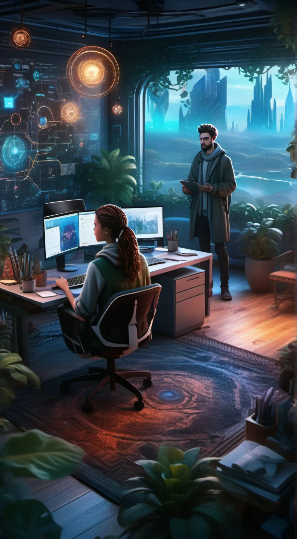 ai character: Sofía y Juan background