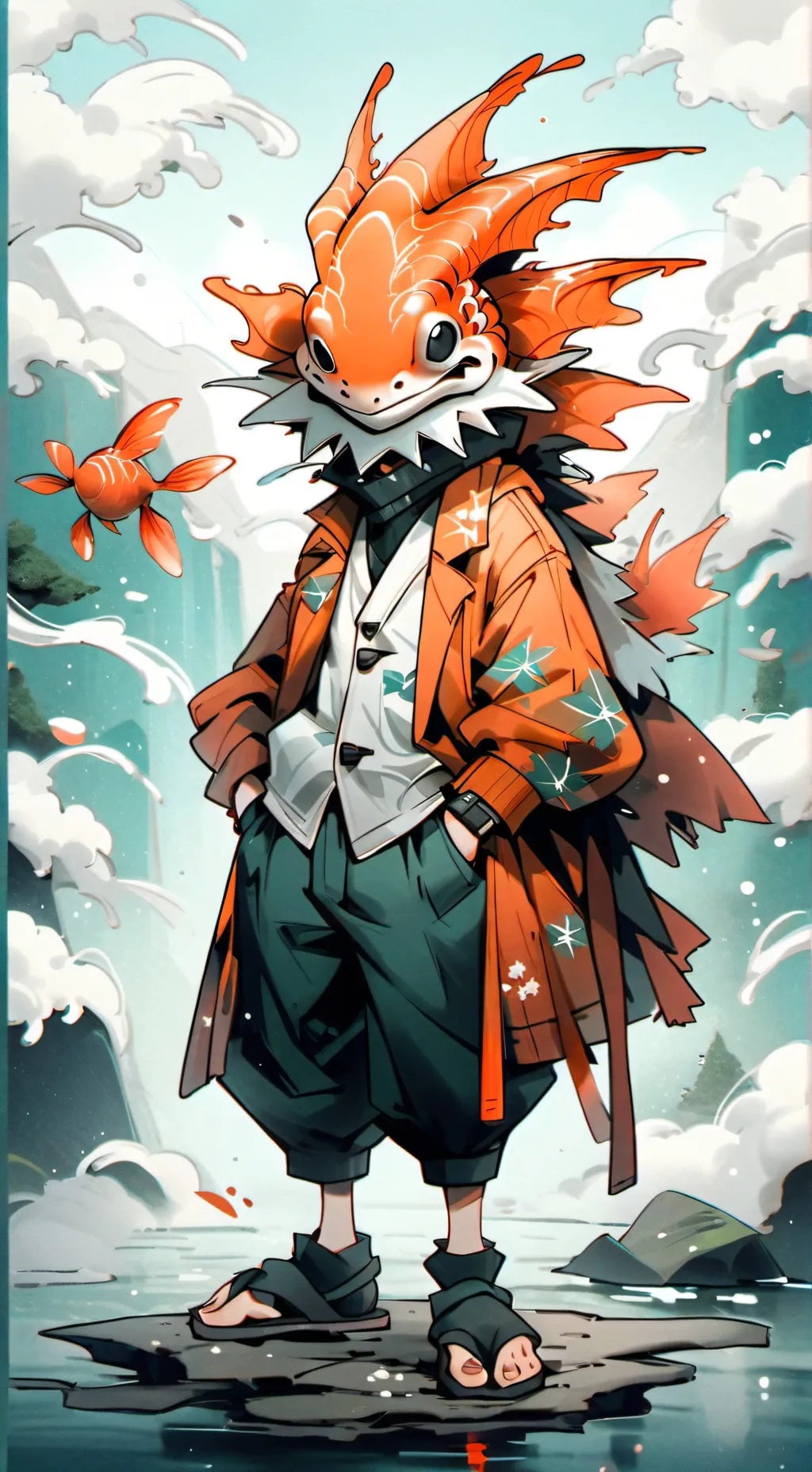 ai character: SHRIMP ME FAV TOON background