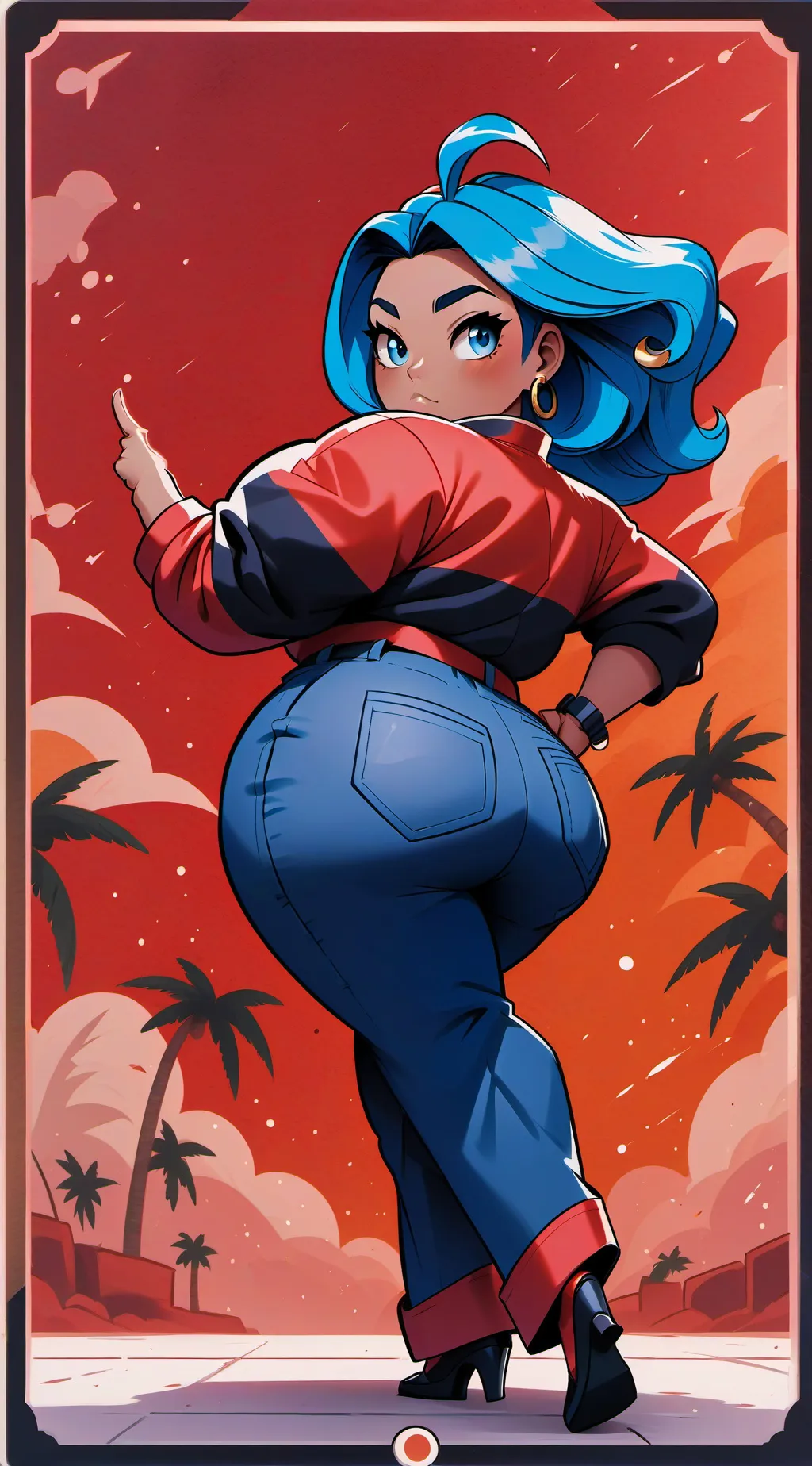 ai character: blue hair woman background