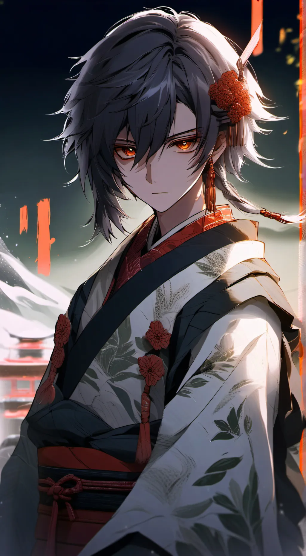 ai character: 乙女歌舞伎。 background