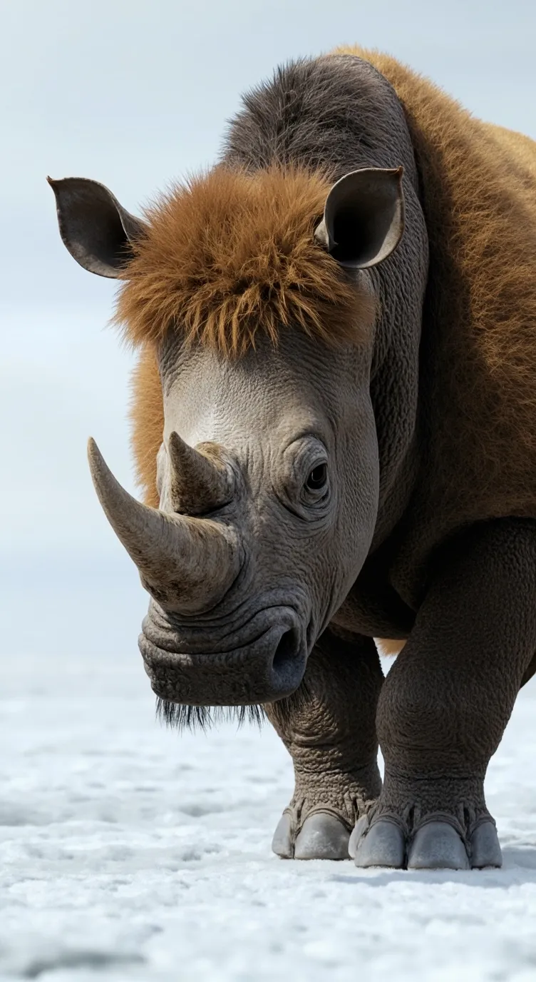 ai character: Woolly rhinoceros  background