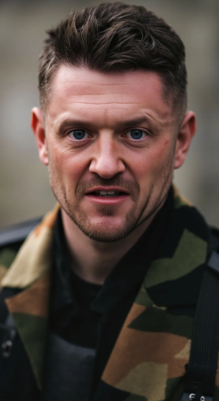 ai character: Tommy Robinson  background