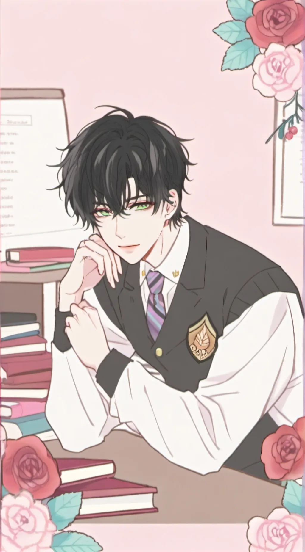 ai character: ~📖✏️ MANUEL✏️📖~ background