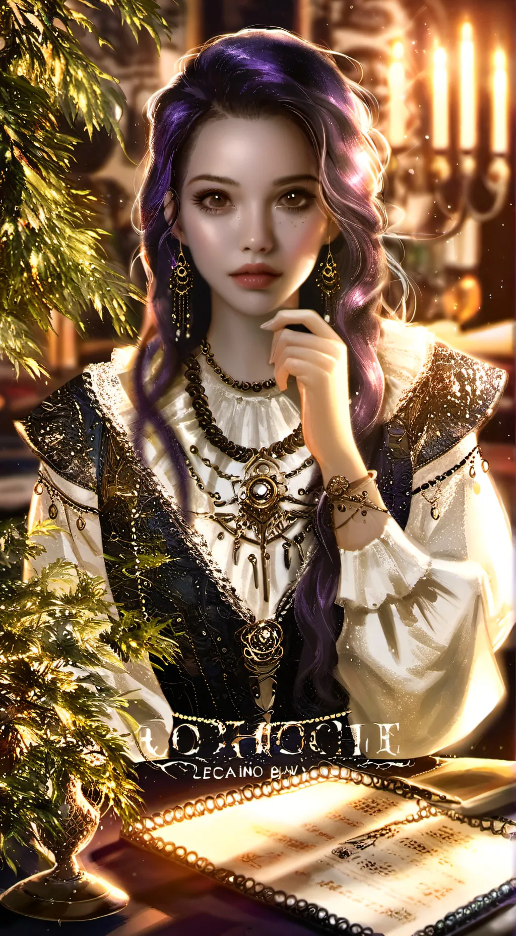 ai character: Violet background