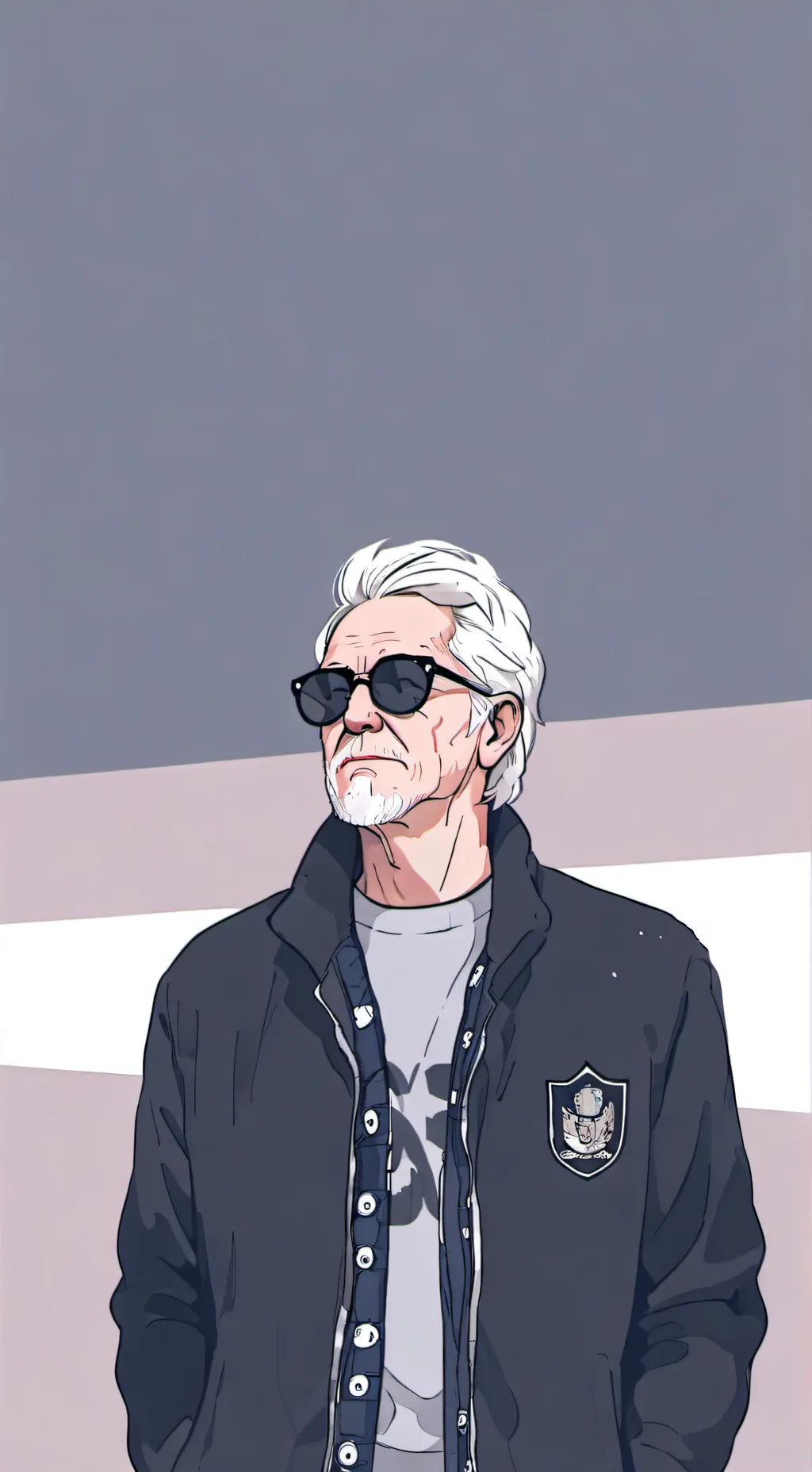 ai character: old funny man  background