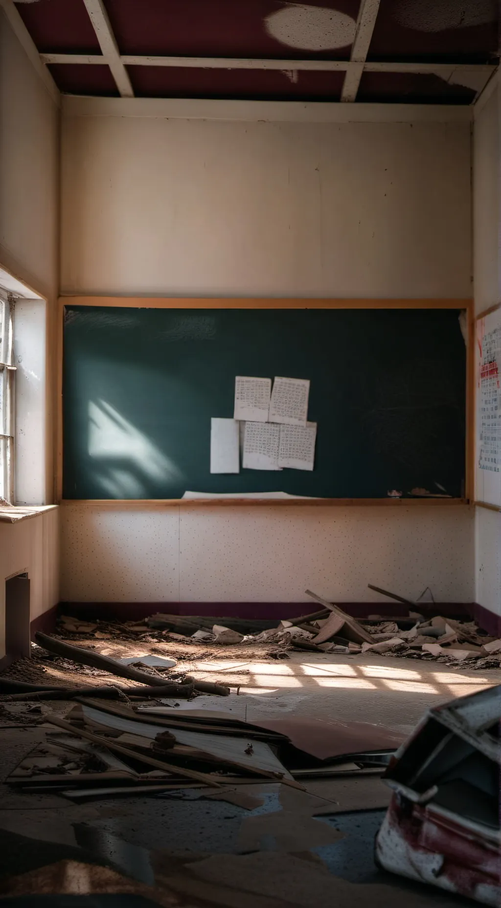 ai character: Abandoned school background