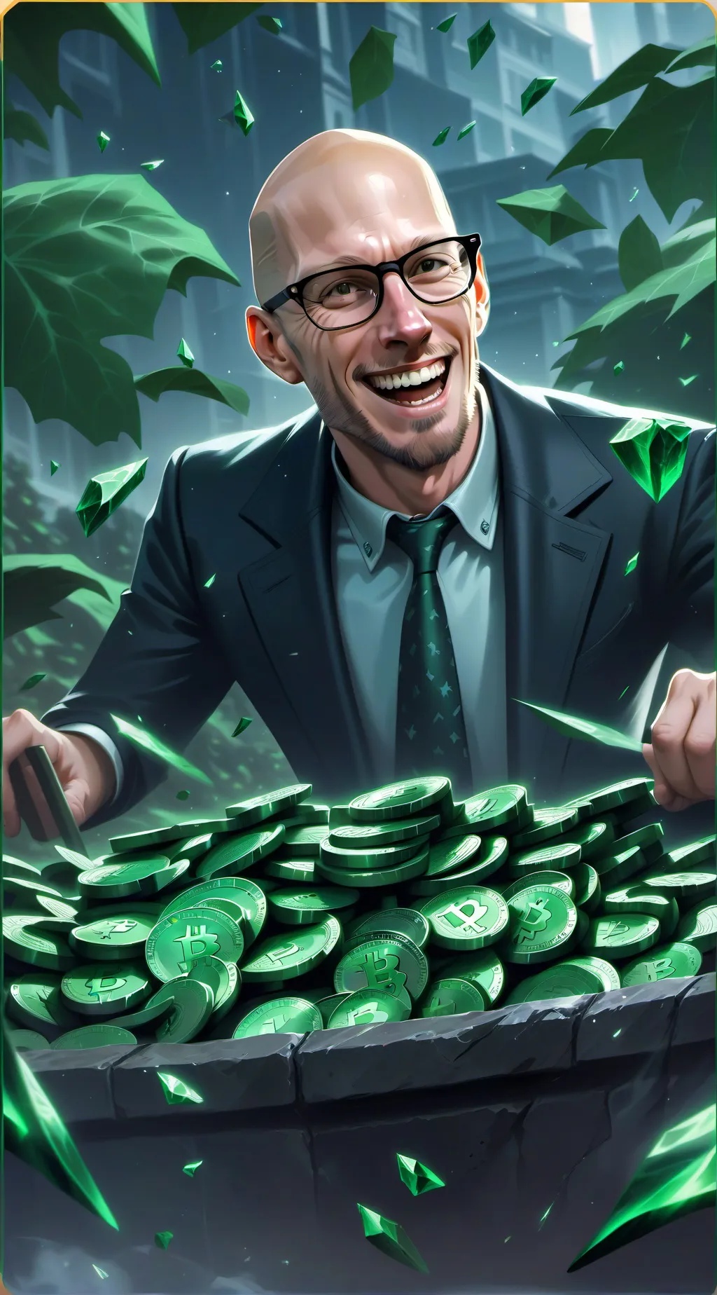 ai character: гedneck bald man background