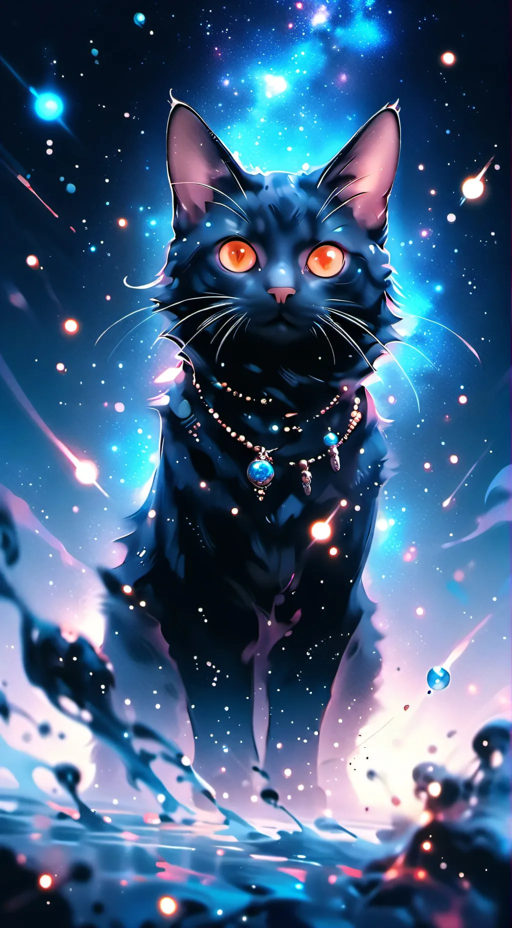 ai character: gato cosmico background