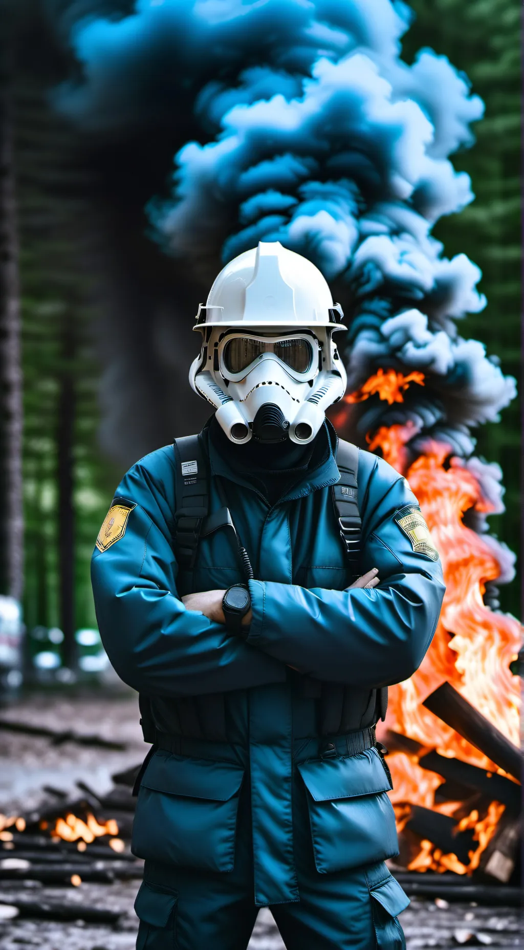 ai character: Feuerwehrleute background